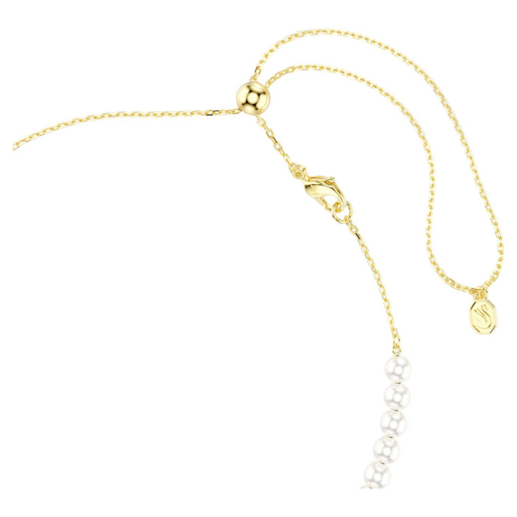 Idyllia choker Crystal pearl, Mixed cuts, Bee, White, Gold-tone plated